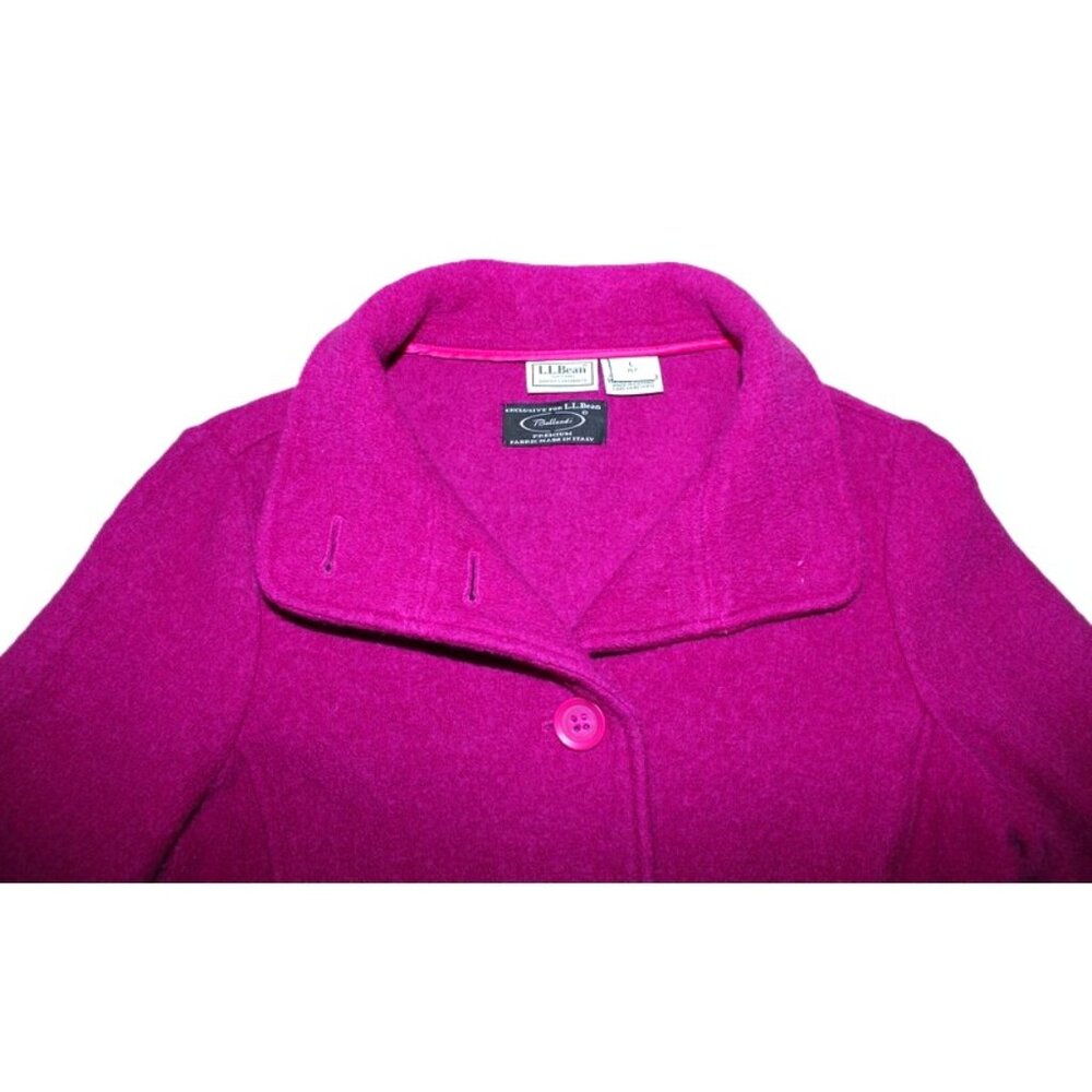 L.L. BEAN x BELLANDI Premium Italian Boiled Wool Pea Coat in Fuchsia (LP) - Picture 5 of 12